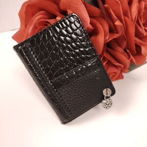 Brighton Mini Swing Photo Album With Heart Charms Black 3x4 Faux Leather